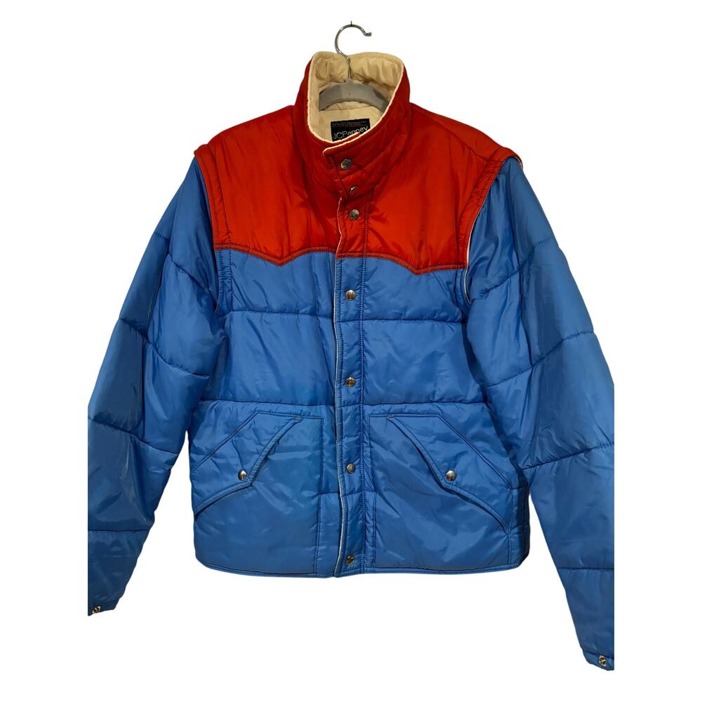 Vintage Men’s Unisex Medium Down Puffer Jacket to Vest 70s